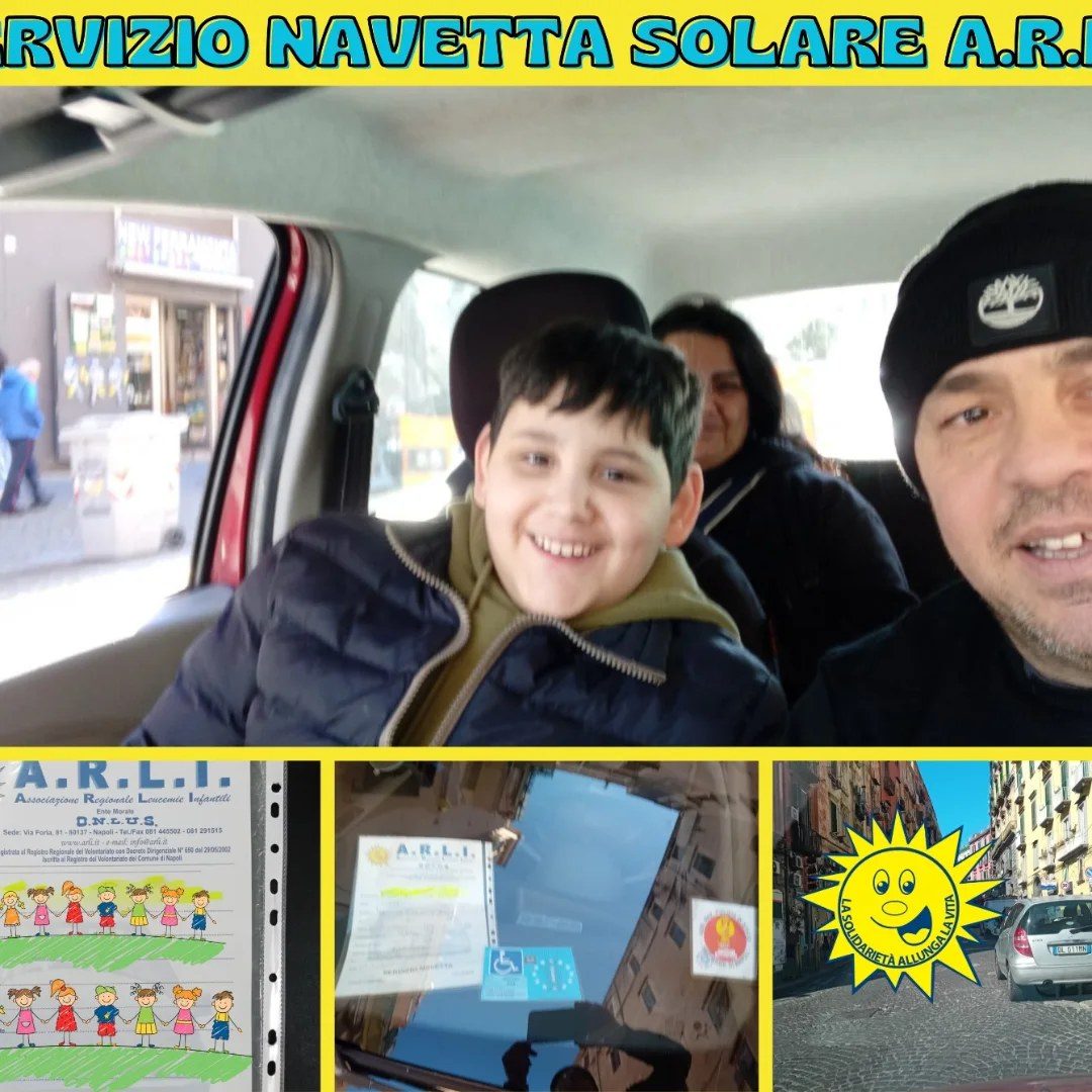 Bambino e famiglia accompagnati dalla Navetta Solare